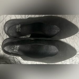 Eileen Fisher Wedge Slingback Shoes Black Nubuck Leather Women’s Sz 7